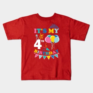 Kids It's My 4th Birthday Celebrating four years Kids T-Shirt